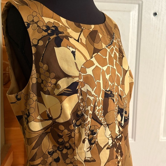 Talbots Cream and Brown Midi Dress with Timeless Elegance - Picture 3 of 11